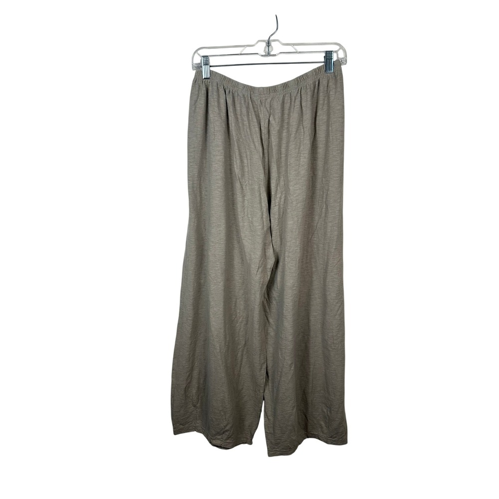 Cut Loose Wide Leg Pants Women Large Taupe Linen Blend Good Elastic Waist USA